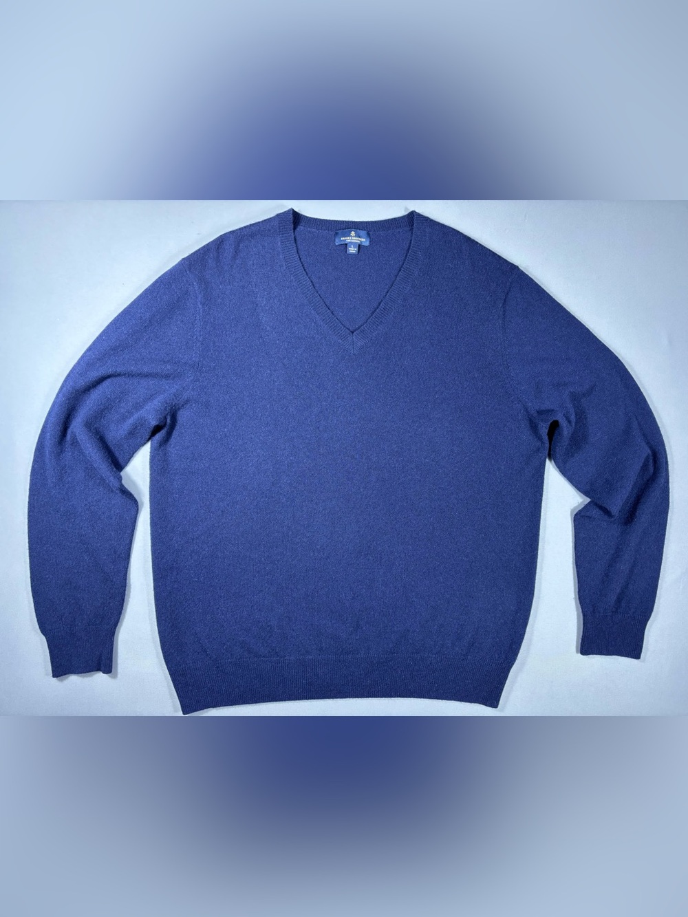 Brooks Brothers Men’s L 100% Cashmere V Neck Sweater Blue